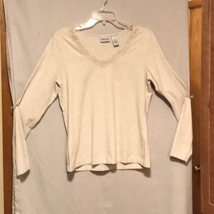 Chicos beige long sleeve top size 1 or conventional size Medium